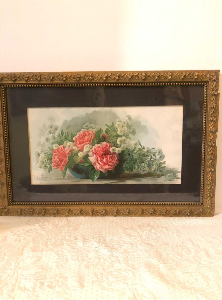 Watercolor Painting of Flowers Signed Paul de Longpre'