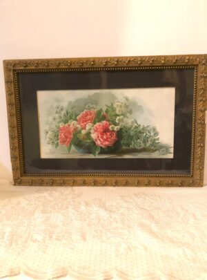 watercolor painting of beautiful flowers artist signed Paul de Longpre',