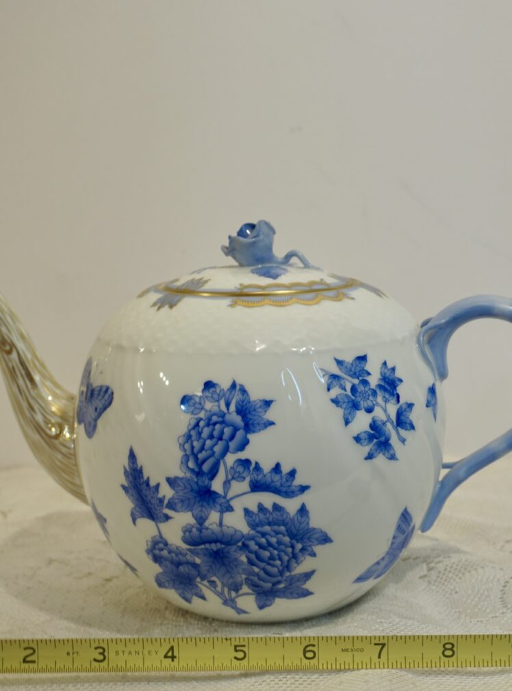 Herend Fortuna Teapot Painted with Butterflies and Flowers