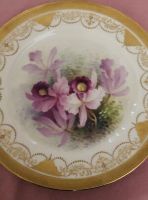 Set of 12 Lenox Plates Each Painted with a Different Gorgeous Orchid