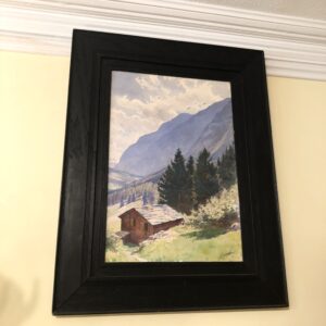 Watercolor of Majestic Mountains by Harold Broadfield Warren