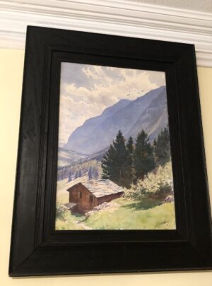 Watercolor of Majestic Mountains by Harold Broadfield Warren