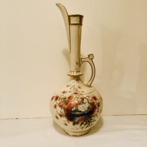 Royal Worcester vase or ewer painted with a pastoral scene