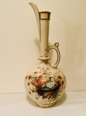 Royal Worcester vase or ewer painted with a pastoral scene