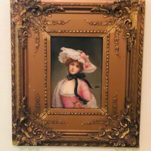 Porcelain Plaque of the Queen of Roses Signed Wagner