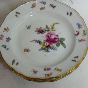 Set of 8 Meissen Dessert Plates Painted with Different Flower Bouquets
