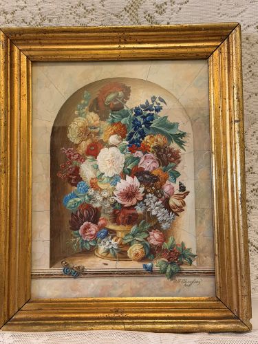 Watercolor of flower bouquet painted by Friedrich Jungling. Watercolor of flower bouquet painted by Friedrich Jungling.