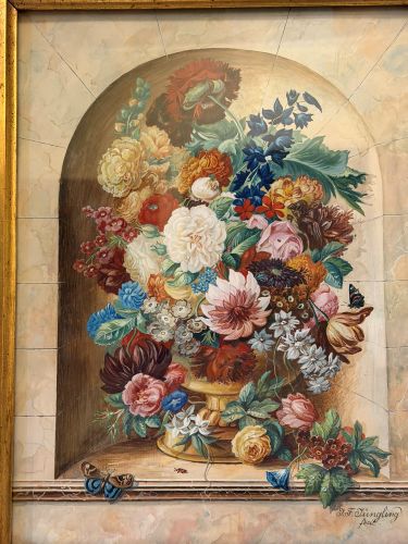 Watercolor of flower bouquet painted by Friedrich Jungling. Watercolor of flower bouquet painted by Friedrich Jungling.