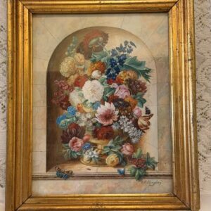 Watercolor of flower bouquet painted by Friedrich Jungling.