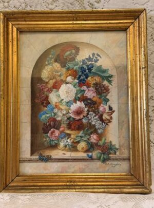 Watercolor of flower bouquet painted by Friedrich Jungling.