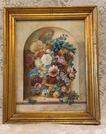 Watercolor of flower bouquet painted by Friedrich Jungling.