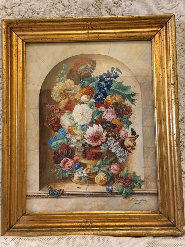 Watercolor of flower bouquet painted by Friedrich Jungling. Watercolor of flower bouquet painted by Friedrich Jungling.