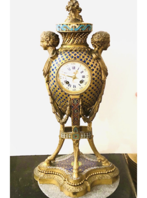 Bronze and enamel Barbedienne clock
