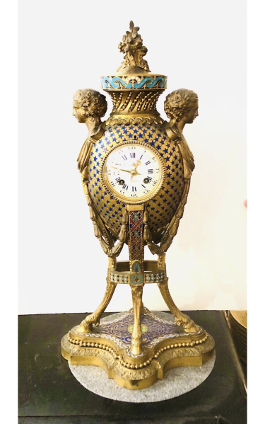 Bronze and enamel Barbedienne clock