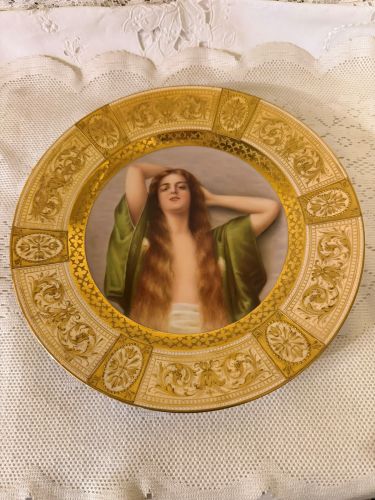 outstanding Royal Vienna portrait plate of an art deco lady with long red hair