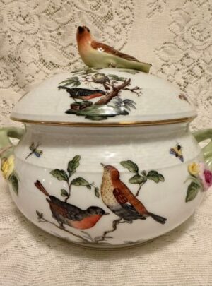 Herend covered vegetable with a figural bird finial on top