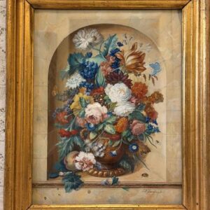 Watercolor of a Magnificent Flower Bouquet Painted by Friedrich Jungling
