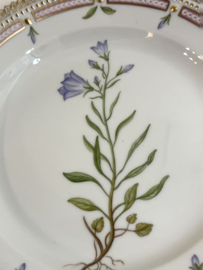Royal Copenhagen Flora Danica Plate with Purple Botanical Flowers