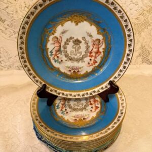 Sevres plates with Louis Phillippe Monogram and Angels on Both Sides of the Monogram
