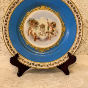 Sevres plate with Louis Phillippe Monogram and Angels on Both Sides of the Monogram