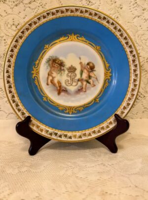 Sevres plate with Louis Phillippe Monogram and Angels on Both Sides of the Monogram