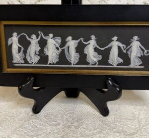 black and white jasperware plaque of dancing hours depicting seven dancing beautiful ladies