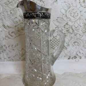 Brilliant Cut Glass Pitcher with Sterling Silver Top