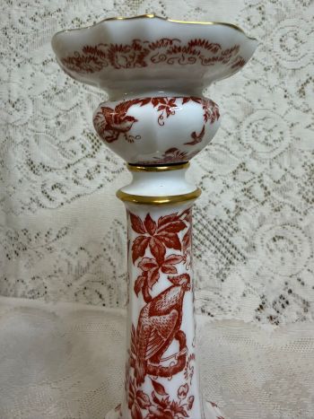 Stunning pair of Royal Crown Derby Red Aves candlesticks Stunning pair of Royal Crown Derby Red Aves candlesticks