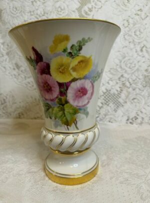 Lenox vase with hand-painted bouquets of asters artist signed Morley