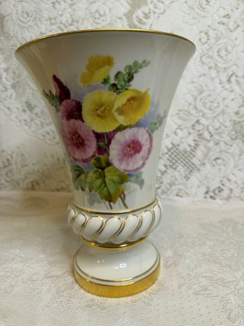 Lenox vase with hand-painted bouquets of asters artist signed Morley